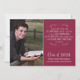 Christian Bible Verse Burgundy Studenten Photo Inbjudningar