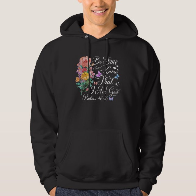 Christian Bible Verse Butterfly Flower Faith God J Hoodie (Framsida)