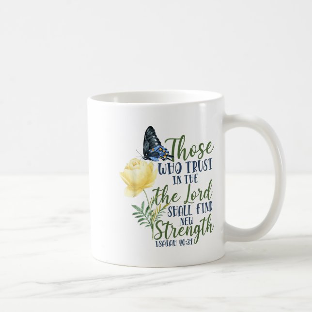 Christian Bible Verse Butterfly Rose Flower Isaiah Kaffemugg (Höger)