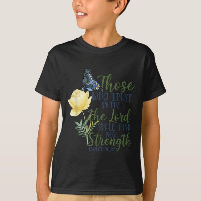 Christian Bible Verse Butterfly Rose Flower Isaiah T Shirt (Framsida)