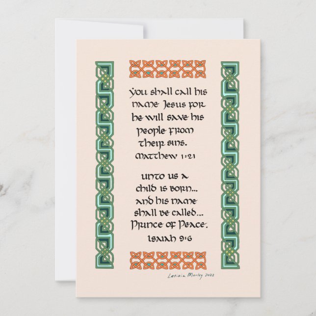Christian Bible Verse Calligraphy Celtic Knot Julkort (Framsida)
