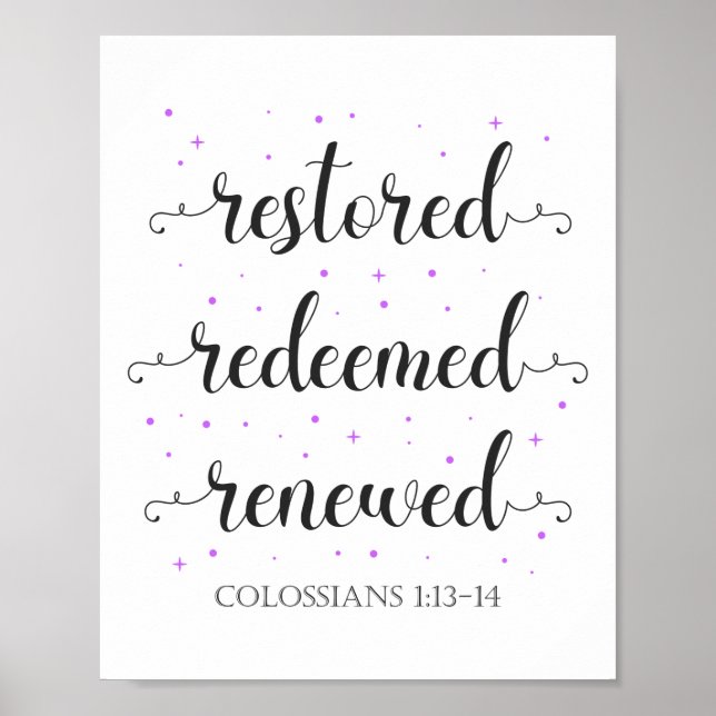 Christian Bible Verse Colossians 1:13-14 Poster (Framsidan)