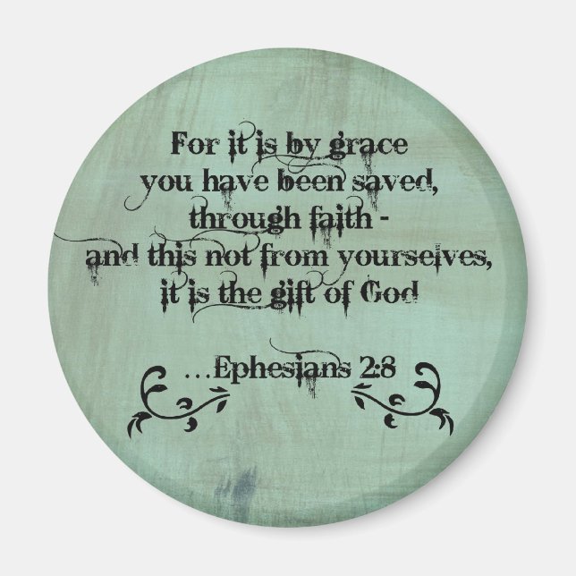 Christian Bible Verse Ephesian 2:8 Magnet (Framsidan)