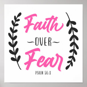 Christian Bible Verse Faith över fruktan Poster