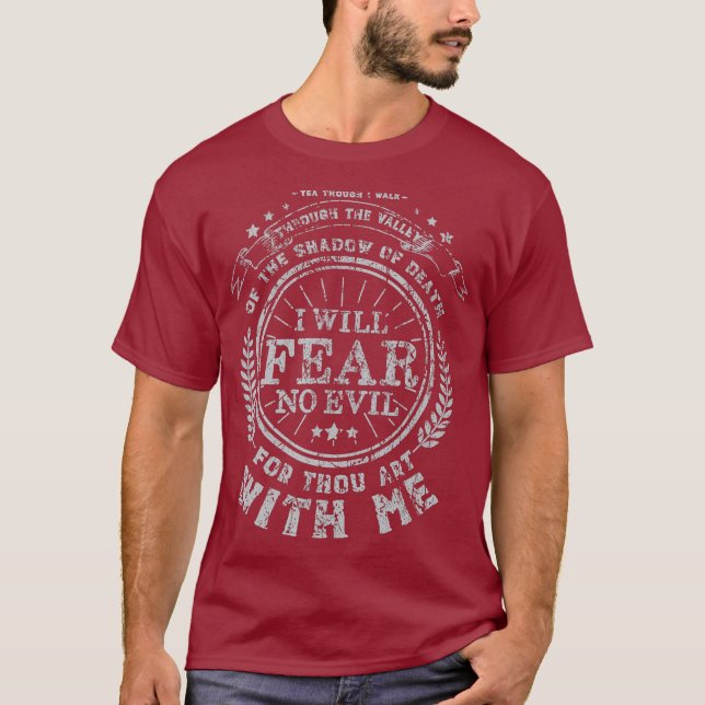 Christian Bible Verse Gift Psalm 23 4 Yea Though T Shirt (Framsida)