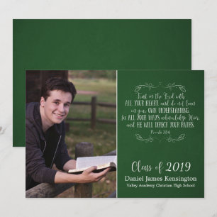 Christian Bible Verse Grönt Studenten Photo Inbjudningar