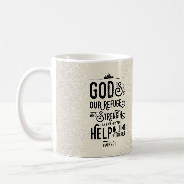 Christian Bible Verse Gud är vår Refuge Kaffemugg (Vänster)