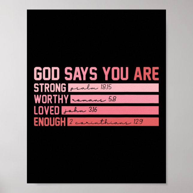 Christian Bible Verse Gud säger att du är Valentin Poster (Framsidan)