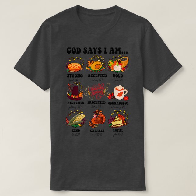 Christian Bible Verse Gud säger att jag är Hallowe T Shirt (Design framsida)
