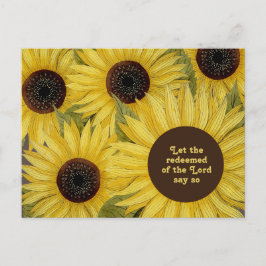 Christian Bible Verse Gult Sunblommor Reased Vykort