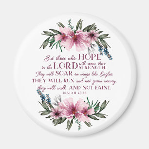 Christian Bible Verse Isaiah 40 Rosa Blommigt Magnet