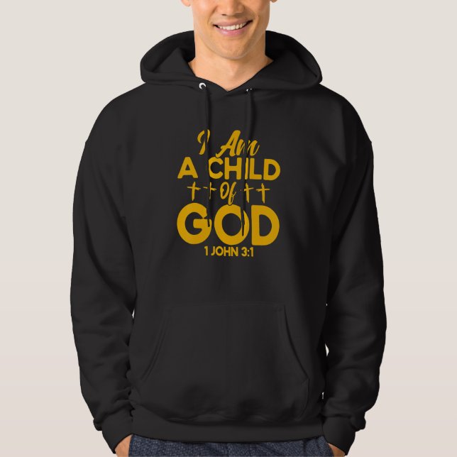 Christian Bible Verse John 31 Child Of God Cross Hoodie (Framsida)