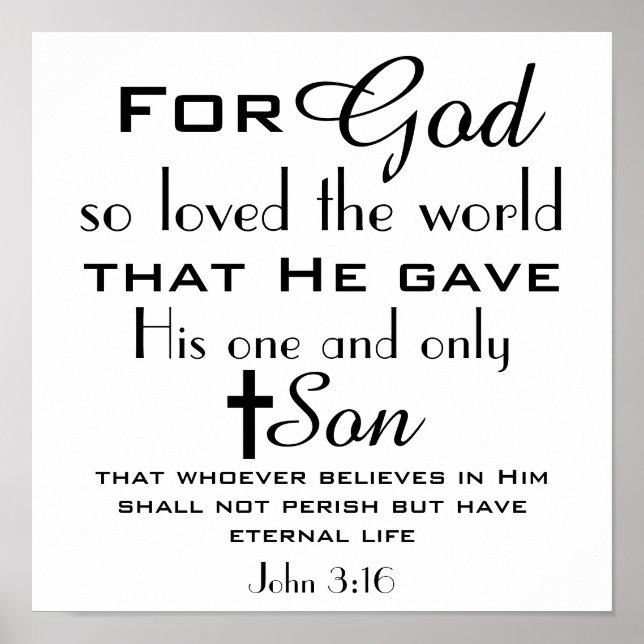 Christian Bible Verse John 3:16 Poster (Framsidan)