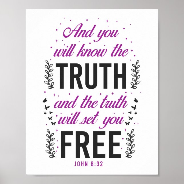 Christian Bible Verse John 8:32 Poster (Framsidan)