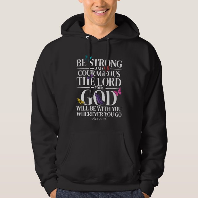 Christian Bible Verse Joshua 19 Butterfly Hoodie (Framsida)