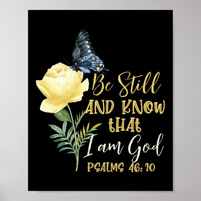 Christian Bible Verse Joshua 1:9 Flower Butterfly Poster (Framsidan)