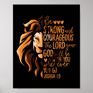 Christian Bible Verse Joshua 1:9 Lejon Poster