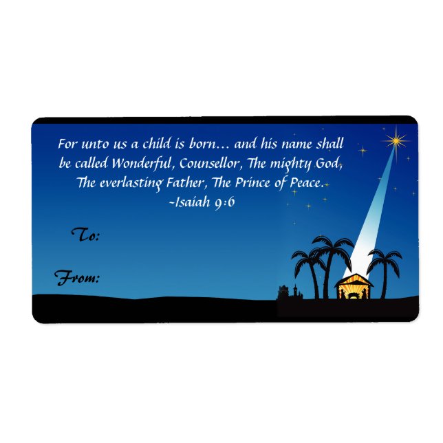 Christian Bible Verse jul Gift Märkre Label Fraktsedel (Framsidan)