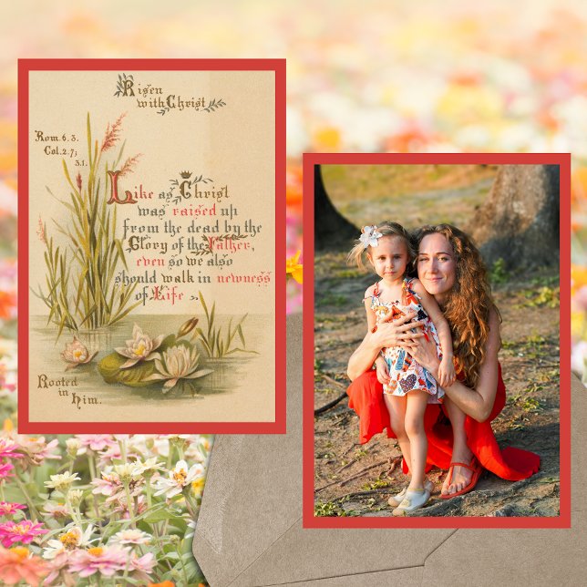 Christian Bible Verse Kristus är Risen Photo Påsk Julkort (Religious Christian Catholic Bible Verse Christ is Risen Resurrection Photo Easter Holiday Card)