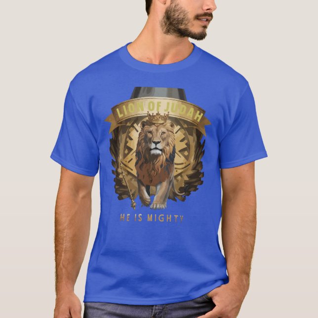 Christian Bible Verse Lejon of Judah T Shirt (Framsida)