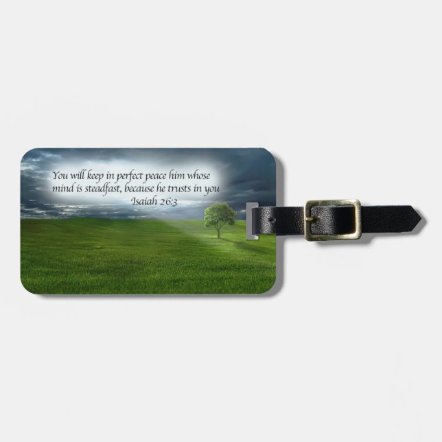 Christian Bible Verse, Lone Träd, Rays of Sunshine Bagagebricka (Horisontell Framsida)