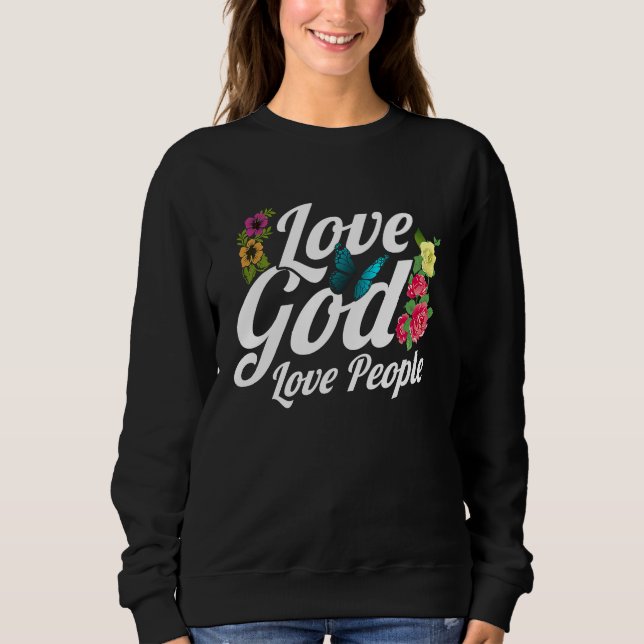 Christian Bible Verse Love God Flower Butterfly T Shirt (Framsida)