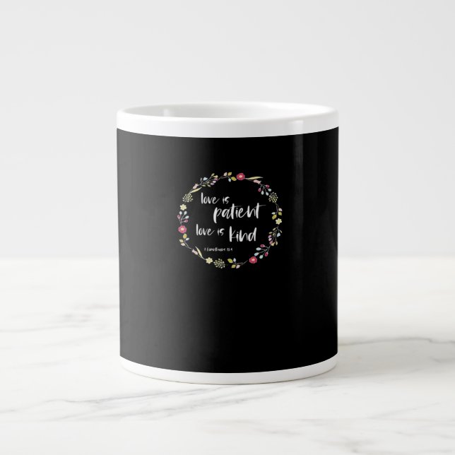 Christian Bible Verse Love Is Patient Love Is Kind Jumbo Mugg (Framsidan)