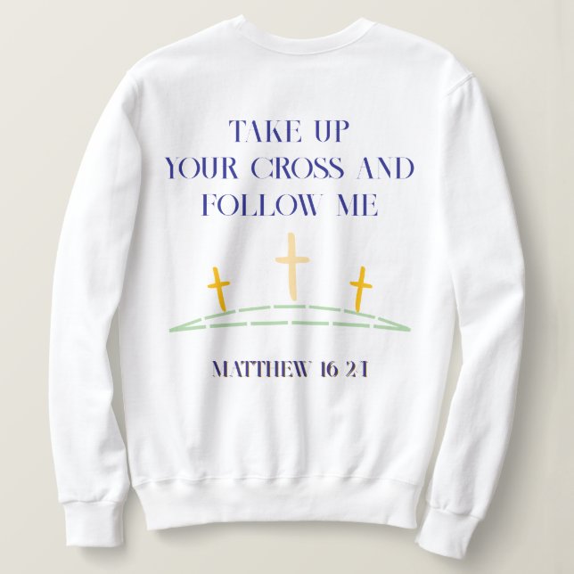 Christian Bible Verse: Matthew 16 24 T Shirt (Design baksida)