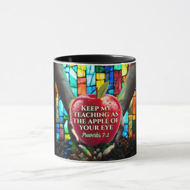Christian Bible Verse med Apple Stain Glasad Mugg (Center)