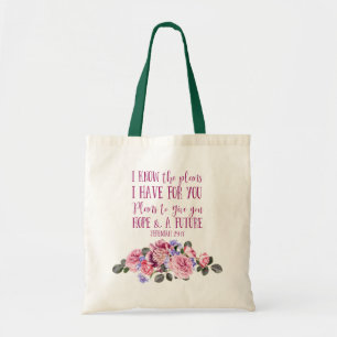 Christian Bible Verse Pastel Watercolor Blommigt Tygkasse