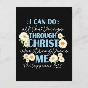 Christian Bible Verse Philippians 4:13 Flower Helg Vykort