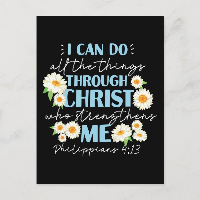 Christian Bible Verse Philippians 4:13 Flower Helg Vykort (Framsida)