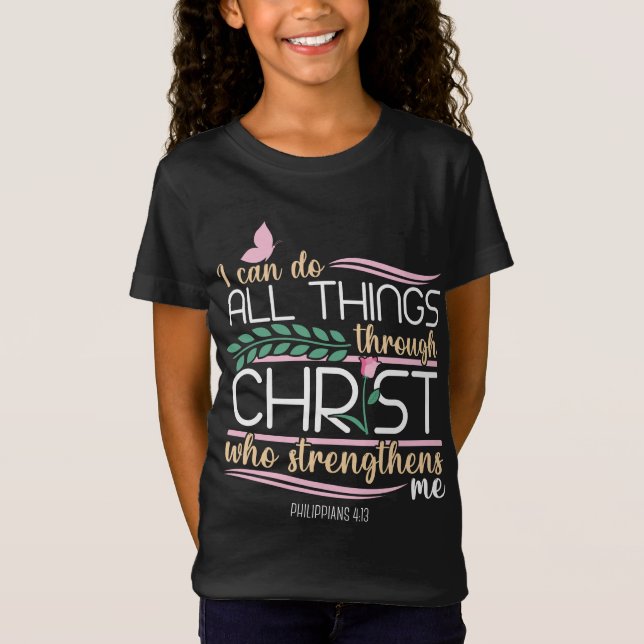 Christian Bible Verse Philippians 4:13 T Shirt (Framsida)