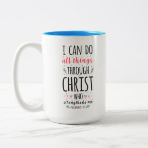 Christian Bible Verse Philippians 4:13 Två-Tonad Mugg