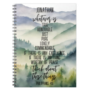 Christian Bible Verse Philippians 4 8 Landskap Anteckningsbok