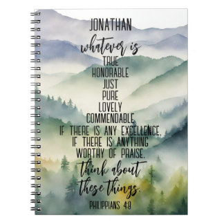 Christian Bible Verse Philippians 4 8 Landskap Anteckningsbok