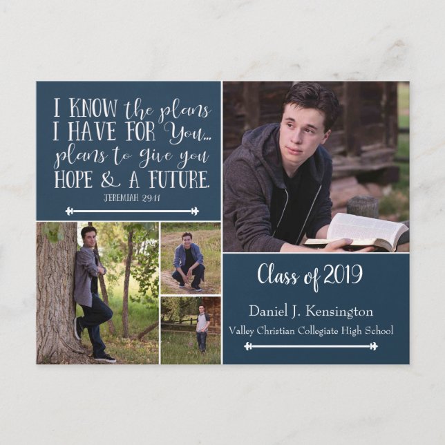 Christian Bible Verse Photo Collage Studenten Vykort (Framsida)