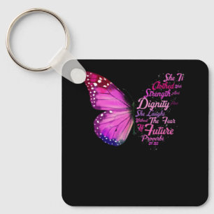 Christian Bible Verse Proverbs 31 25 Butterfly Hon Nyckelring