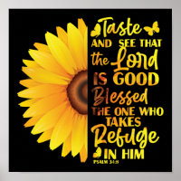 Christian Bible Verse Psalm 34:8 Solrosblomma