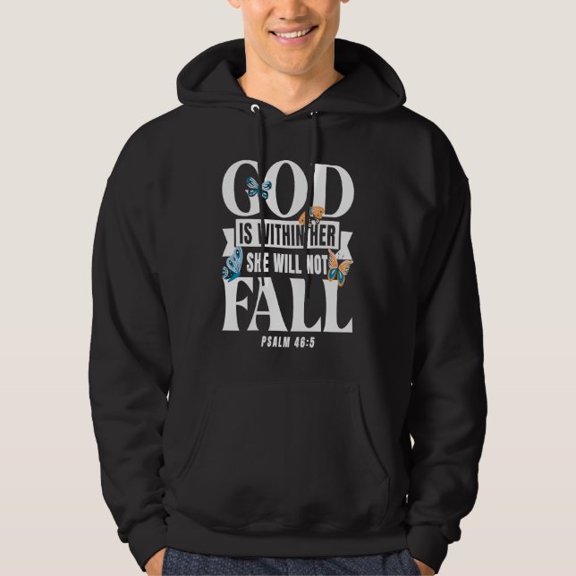 Christian Bible Verse Psalm 465 Butterfly Hoodie (Framsida)