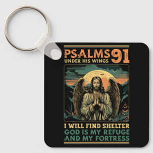 Christian Bible Verse Psalms 91 Religiösa Gud är M Nyckelring