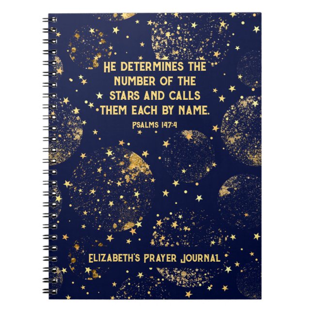 Christian Bible Verse Quote Celestial Stars Namn Anteckningsbok (Framsidan)