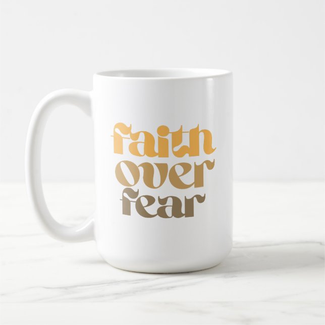 Christian Bible Verse Quote Faith Over Fear Kaffemugg (Vänster)