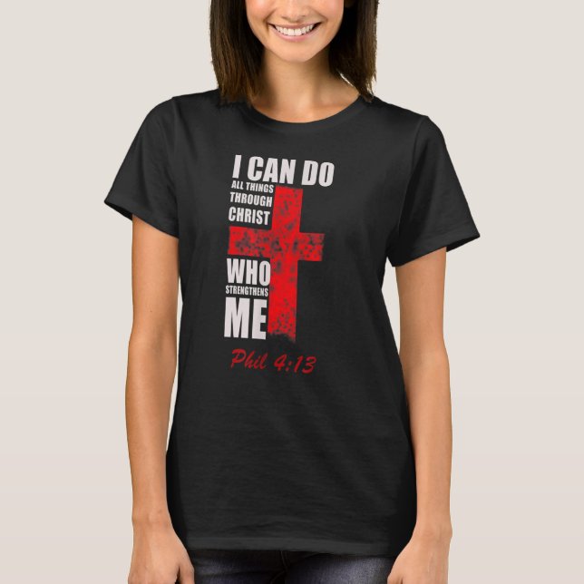 Christian Bible Verse Quote Jesus Kristia Philippi T Shirt (Framsida)