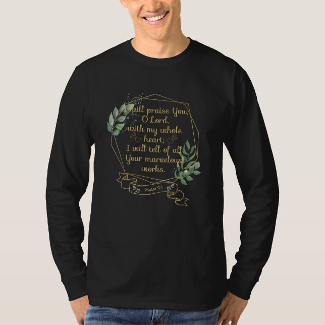 Christian Bible Verse Quote Psalm 9 1 T Shirt (Framsida)