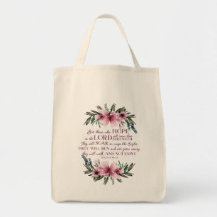 Christian Bible Verse Rosa Blommigt Tygkasse