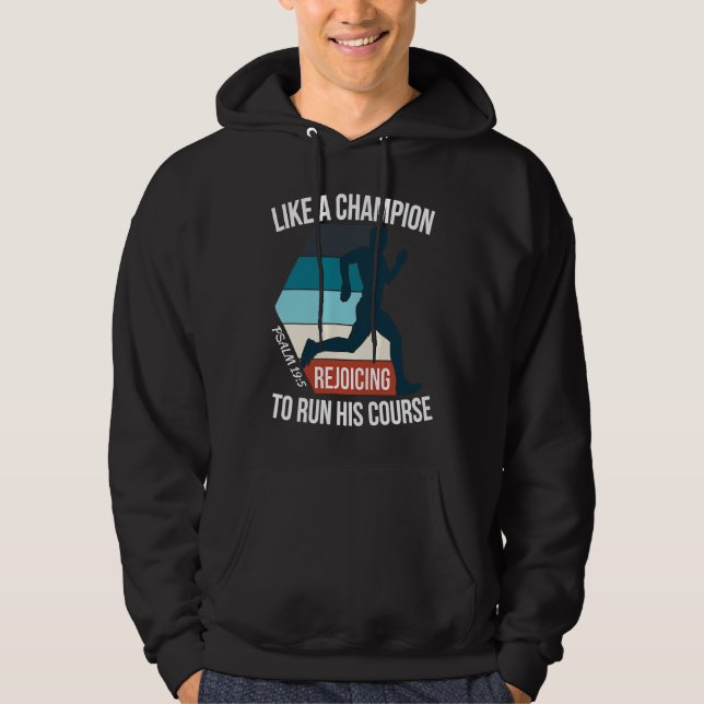 Christian Bible Verse Run His Course Quote Running Hoodie (Framsida)