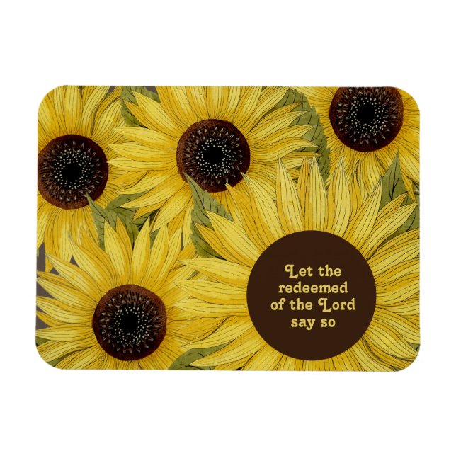 Christian Bible Verse Rustic Gult Sunblommor Magnet (Horisontell)