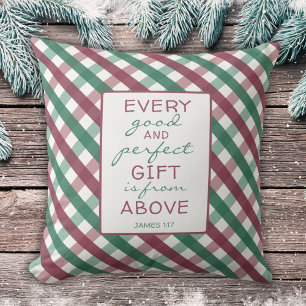 Christian Bible Verse Rustic Julplagt Kudde