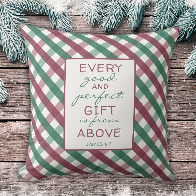 Christian Bible Verse Rustic Julplagt Kudde (Skapare uppladdad)